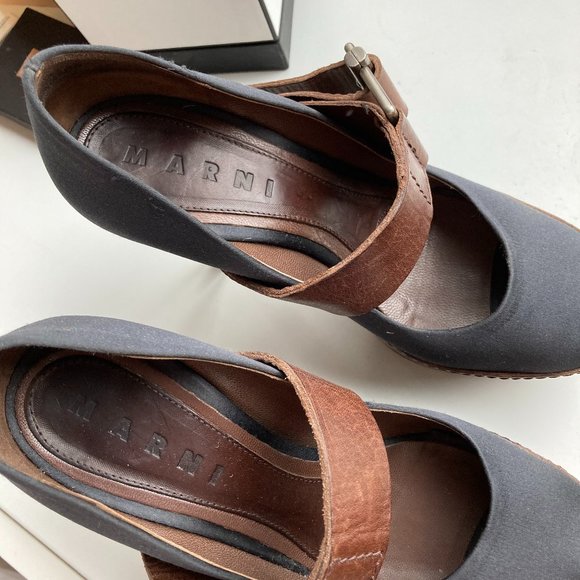 MARNI Satin Peep Toe Platform Pumps - Picture 4 of 5